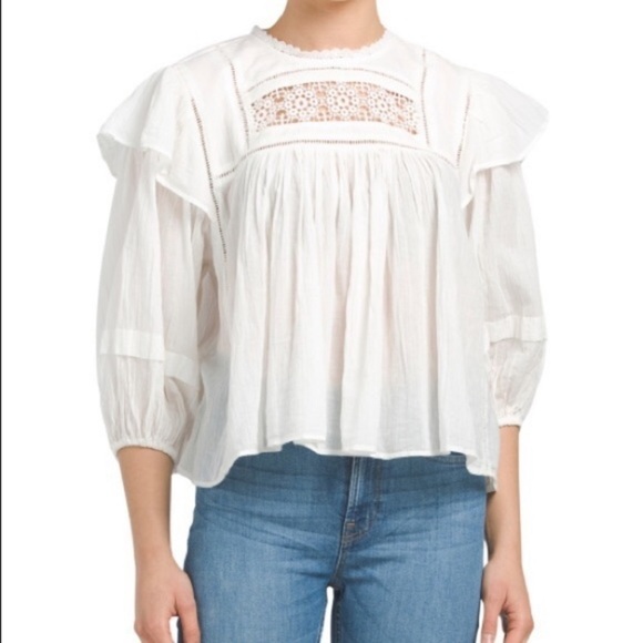 Nwt Free People Laura Ivory Puff Sleeve Blouse - Picture 1 of 6